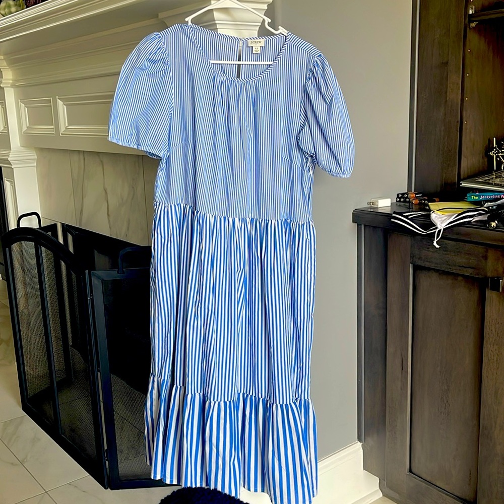 J- crew searsucker full length dress